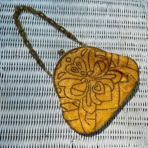 Vintage Golden Yellow Beaded Purse Evening Bag By Inge Christopher, Gorgeous